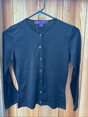 Ralph Lauren Black Button-Up Cotton Cardigan